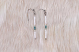 White, Silver, and Turquoise Ojibwe Ombré Dangle Earrings