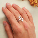 Adjustable Silver Butterfly Cluster Ring
