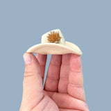 Small Ceramic Cowboy Hat Home Decor - Parchment Clear Glaze