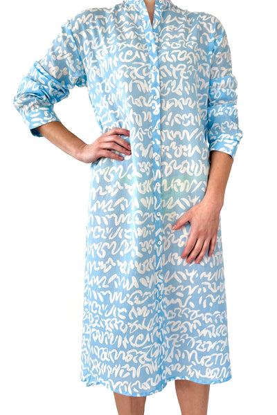 Long Cotton Button-Down Dress