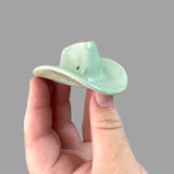 Small Ceramic Cowboy Hat Home Decor - Sage Green Glaze