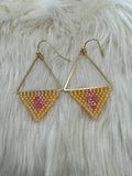 Mandarin Orange and Pink Geometric Earrings