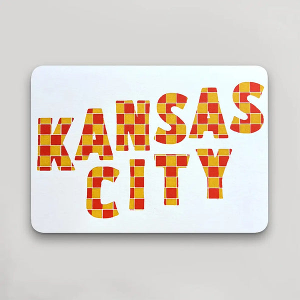 Kansas City Checkered Postcard - Red and Gold
