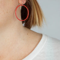 Medium Evident Earrings in Coral Red