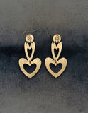 Small Open Hearts Brass Earrings