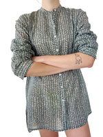 Long Cotton Button-Down Shirt