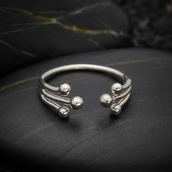 Sterling Silver Adjustable Ring with Large Granulations