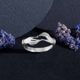 Silver Lover's Hands Ring