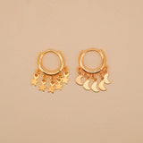 Moon & Star Charm Hoop Earrings