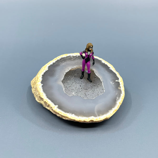 Geode Sculpture: Space Lady on Agate Druzy