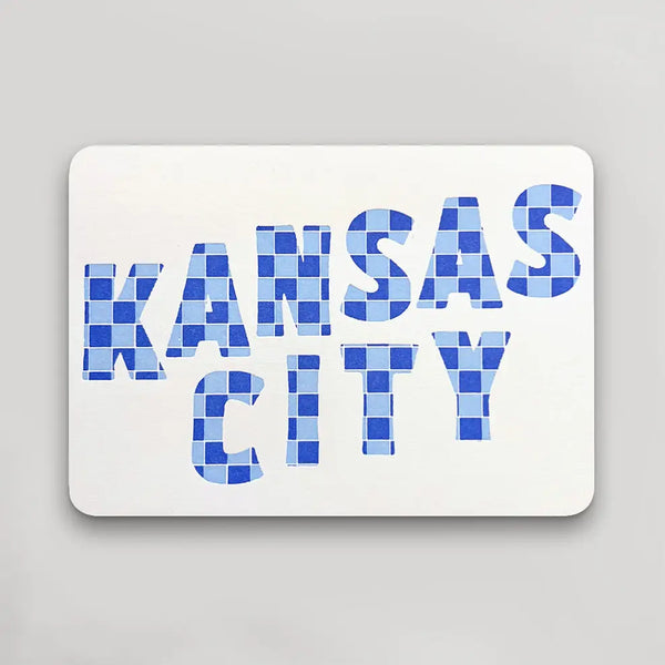 Kansas City Checkered Postcard - Blue and Light Blue