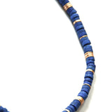 Lapis with Gold Discs Necklace and Magnetic Closure