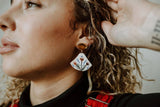 Folk Floral Porcelain Dangle Earrings