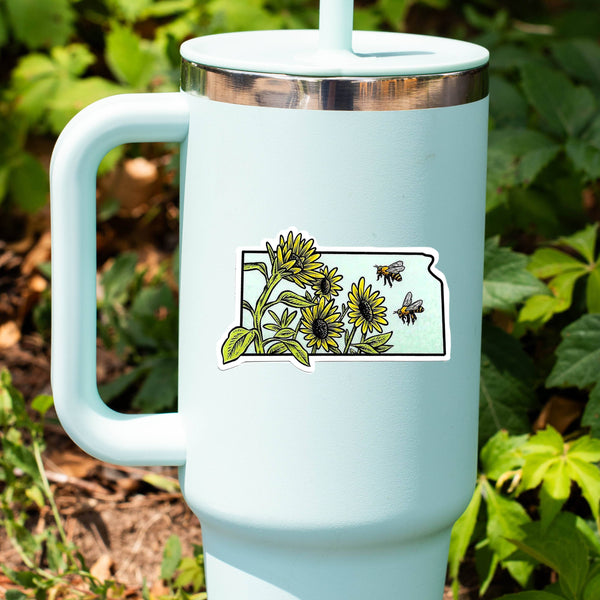 Kansas State Flower and State Insect Vinyl Sticker