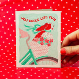 You Make Life Fun Dog Risograph Greeting Card