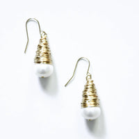 Gold Wire with Pearl Earrings