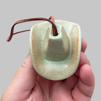 Ceramic Cowboy Hat Ornament — Sage Green