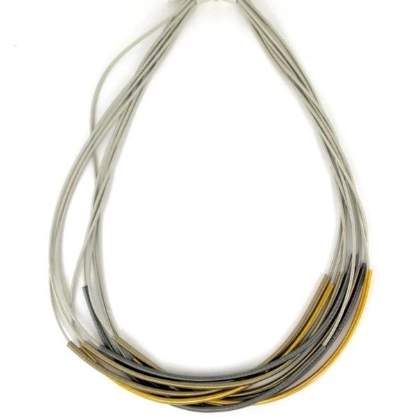 Silver Pianowire Necklace with Multi Sleeve
