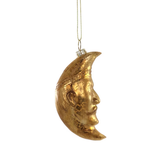 Gold Crescent Man in the Moon Ornament