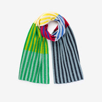 Hi-Low Big Striped Knit Scarf