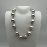 White Pearl Mesh Collar Necklace