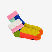 KALEIDOSCOPE Knit House Socks: Olive & Cobalt
