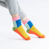 KALEIDOSCOPE Knit House Socks: Olive & Cobalt