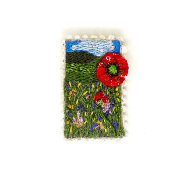 Poppies in the Grassland Brooch