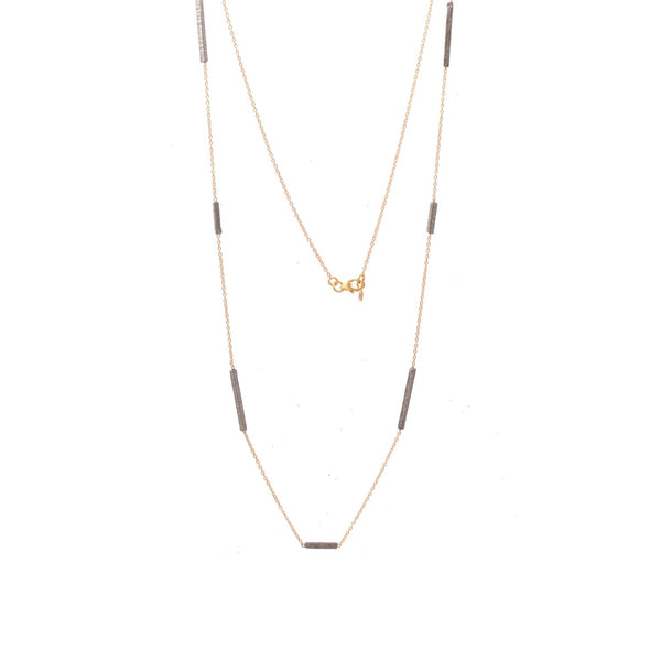 Long Gold Chain with Dark Bars Necklace