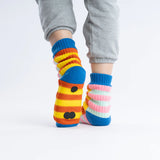 Super Stripe Colorblock Knit House Socks: Yellow/Flame