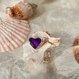 Amethyst & Silver Heart Ring 