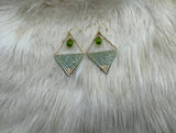Peridot Colored Crystal Geometric Triangle Earrings