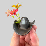 Small Ceramic Cowboy Hat Weed Vase Home Decor - Black Gold