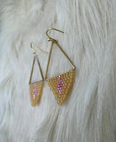 Mandarin Orange and Pink Geometric Earrings