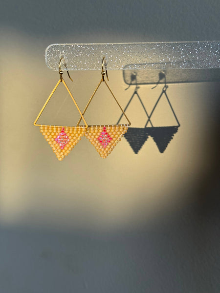 Mandarin Orange and Pink Geometric Earrings
