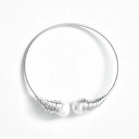 Wire Pearl Bangle Bracelet