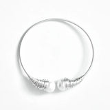 Wire Pearl Bangle Bracelet