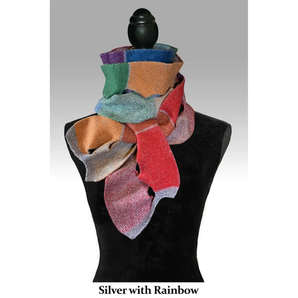 Double Sided Swiss Scarf - Silver with Rainbow