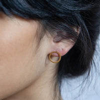 Gold Open Circle Stud Earrings