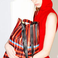 Satin Pleated Tote Bag Ravello Red