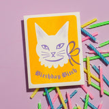 Birthday Bitch Cat Risograph Birthday Card