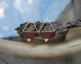 Chocolate Brown and Gold Minimalist Geometric Earrings