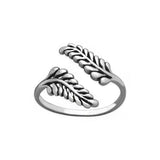 Adjustable Silver Spring Leaf Ring