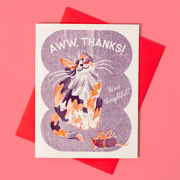 Aww, Thanks! Cat Risograph Thank You Card