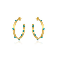 Turquoise Bead Hoop Post Earrings