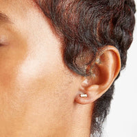 Gold Opal Curve Bar Earrings