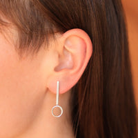 Bar Post Earrings with Circle Dangle