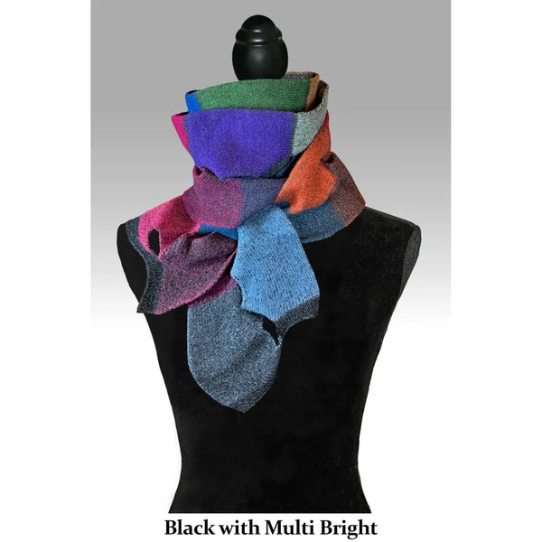 Double Sided Swiss Scarf - Black with Multi Brights