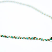 Double Turquoise Glass Bead Chain with Edison Pearl Pendant
