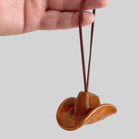 Ceramic Cowboy Hat Ornament — Saddle Brown